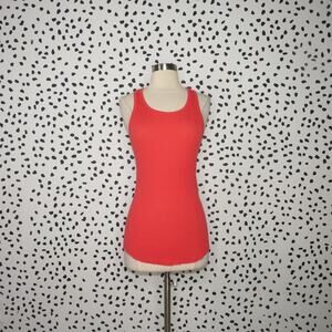 Sundry Orange Ribbed Scoop Neck Fitted Racerback Tank Top